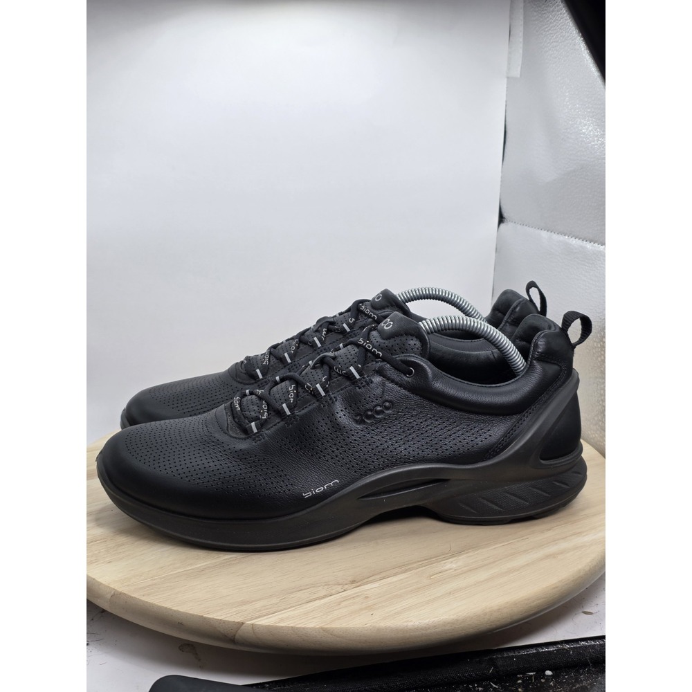 Mens Size 10 - ECCO Biom Fjuel Black Leather Walking Athletic Sneakers EUC